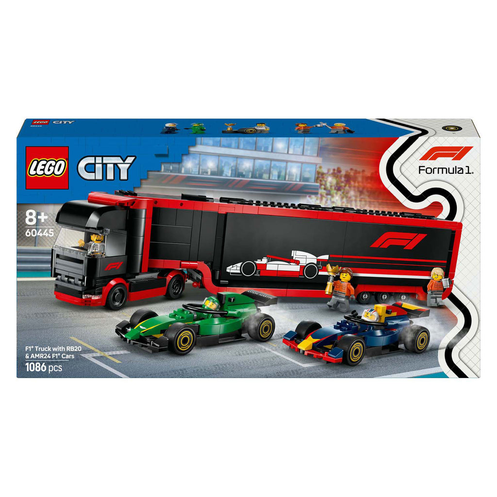 Lego City 60445 F1 Truck mit RB20 und AMR24 F1 Autos