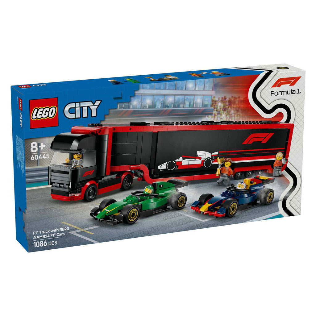 Lego City 60445 F1 Truck mit RB20 und AMR24 F1 Autos