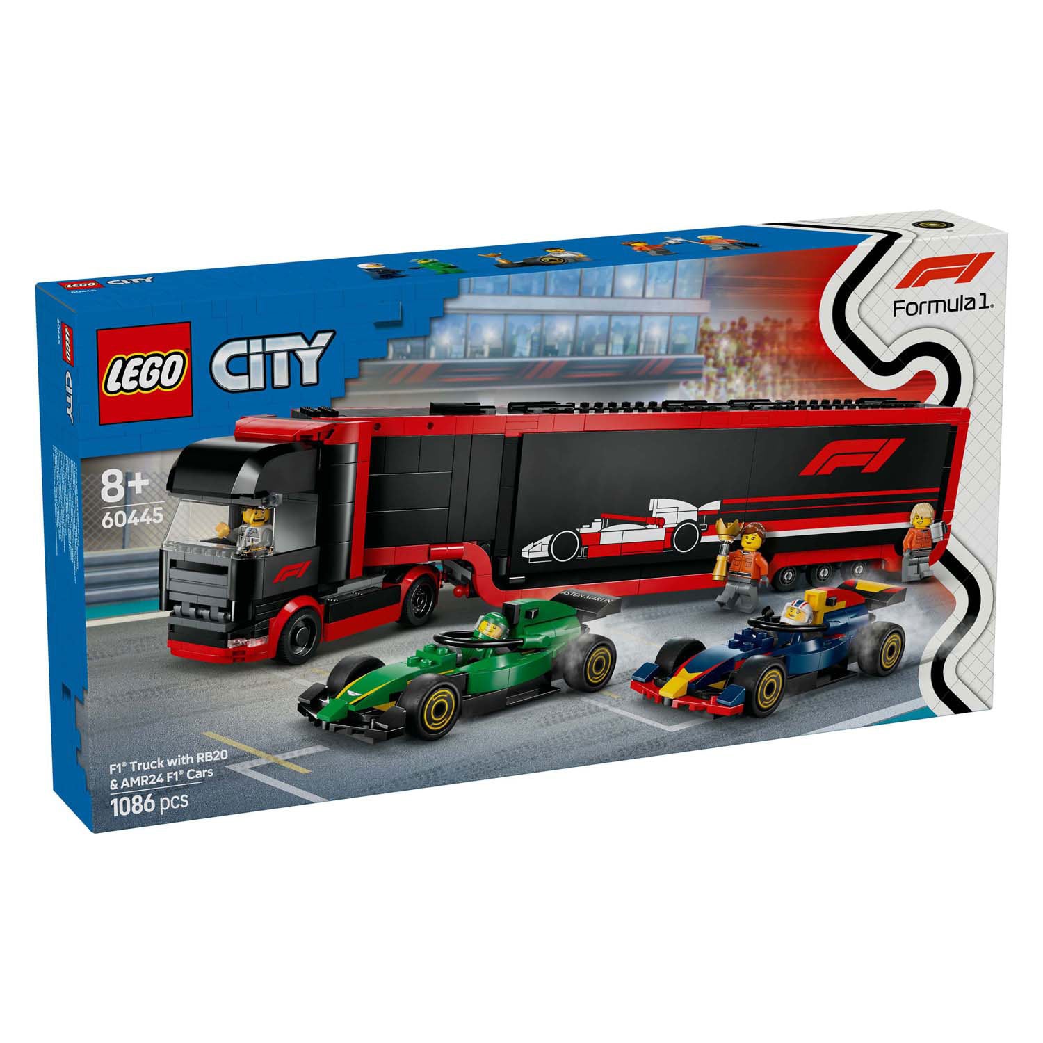 Lego City 60445 F1 Truck mit RB20 und AMR24 F1 Autos