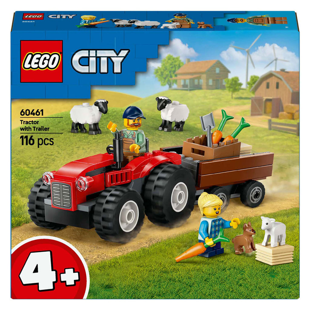 LEGO 60461 Stadt Grosser Fahrzeuge Roter Traktor mit Anhänger und Schafen