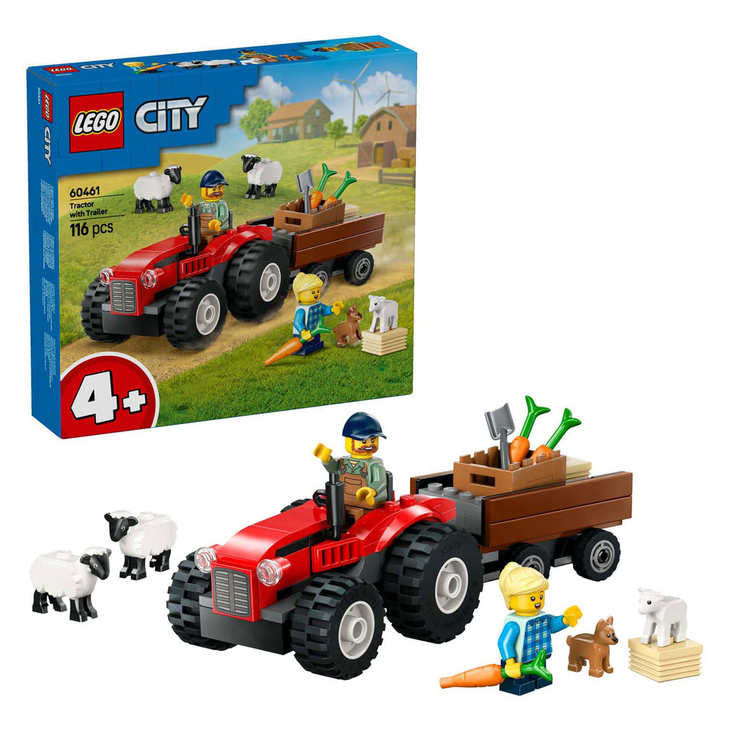 LEGO 60461 Stadt Grosser Fahrzeuge Roter Traktor mit Anhänger und Schafen