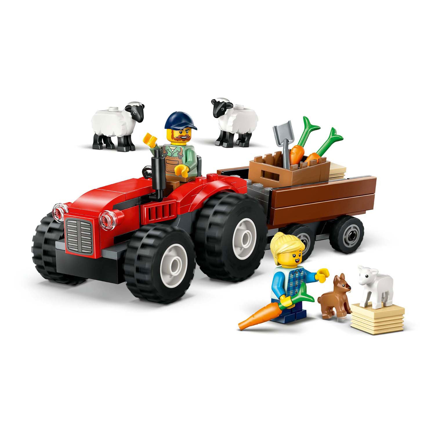 LEGO 60461 Stadt Grosser Fahrzeuge Roter Traktor mit Anhänger und Schafen