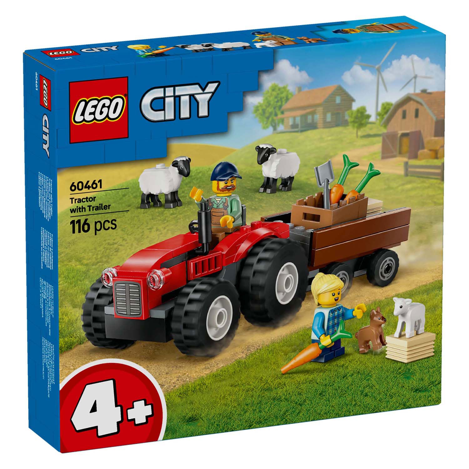 LEGO 60461 Stadt Grosser Fahrzeuge Roter Traktor mit Anhänger und Schafen