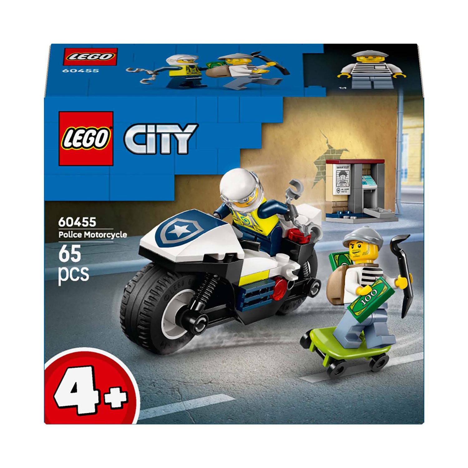 Lego ® city achtervolging op politiemotor - 60455