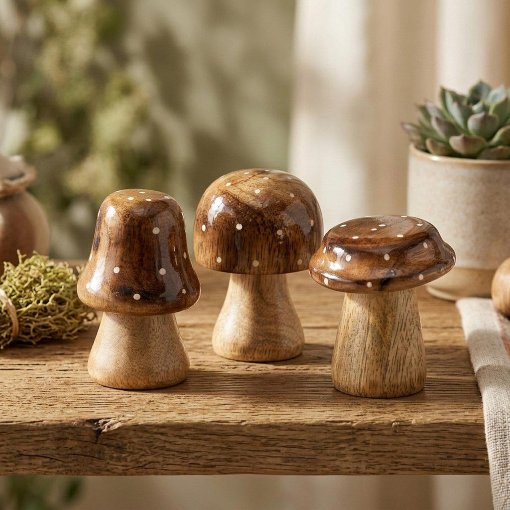 Boltze home paddenstoel hout bruin met glanzende top