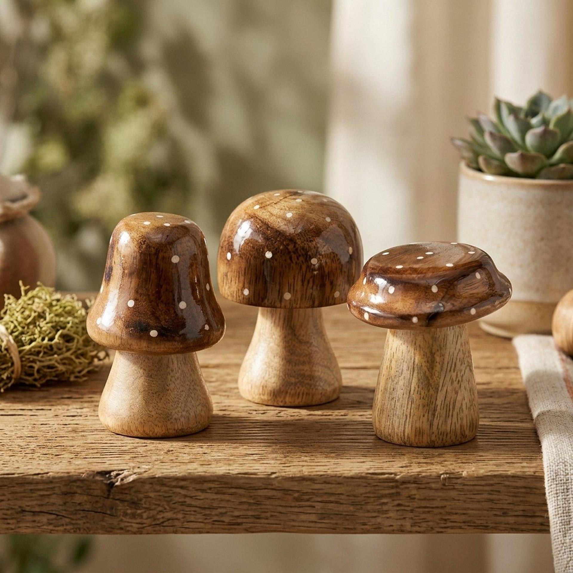 Boltze home paddenstoel hout bruin met glanzende top