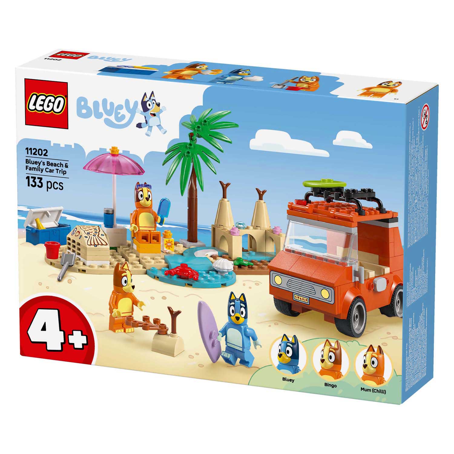 Lego bluey - bluey's autorit naar het strand constructiespeelgoed (11202)