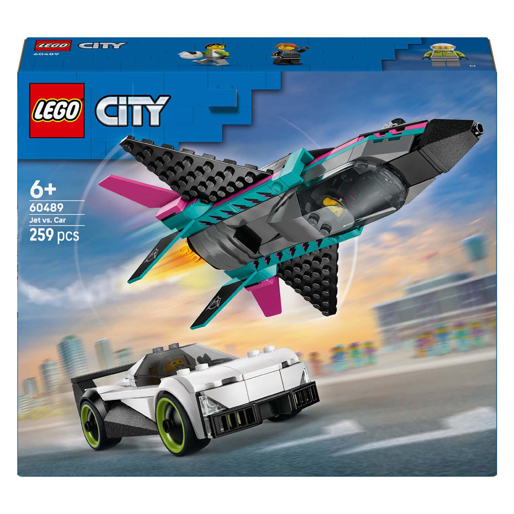Lego city jet vs. car6 constructiespeelgoed