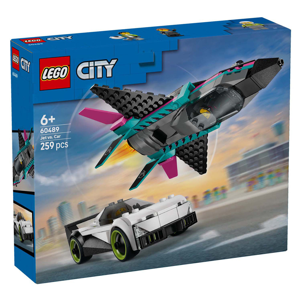 Lego city jet vs. car6 constructiespeelgoed
