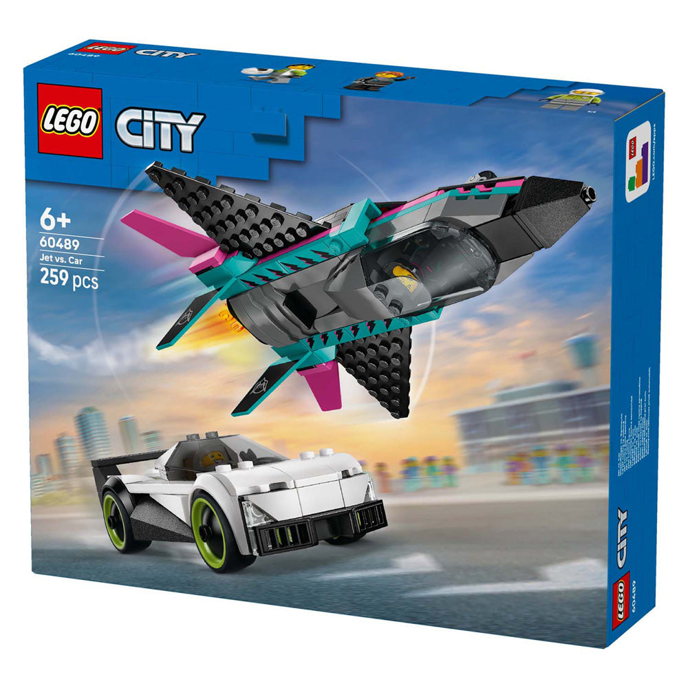 Lego city jet vs. car6 constructiespeelgoed