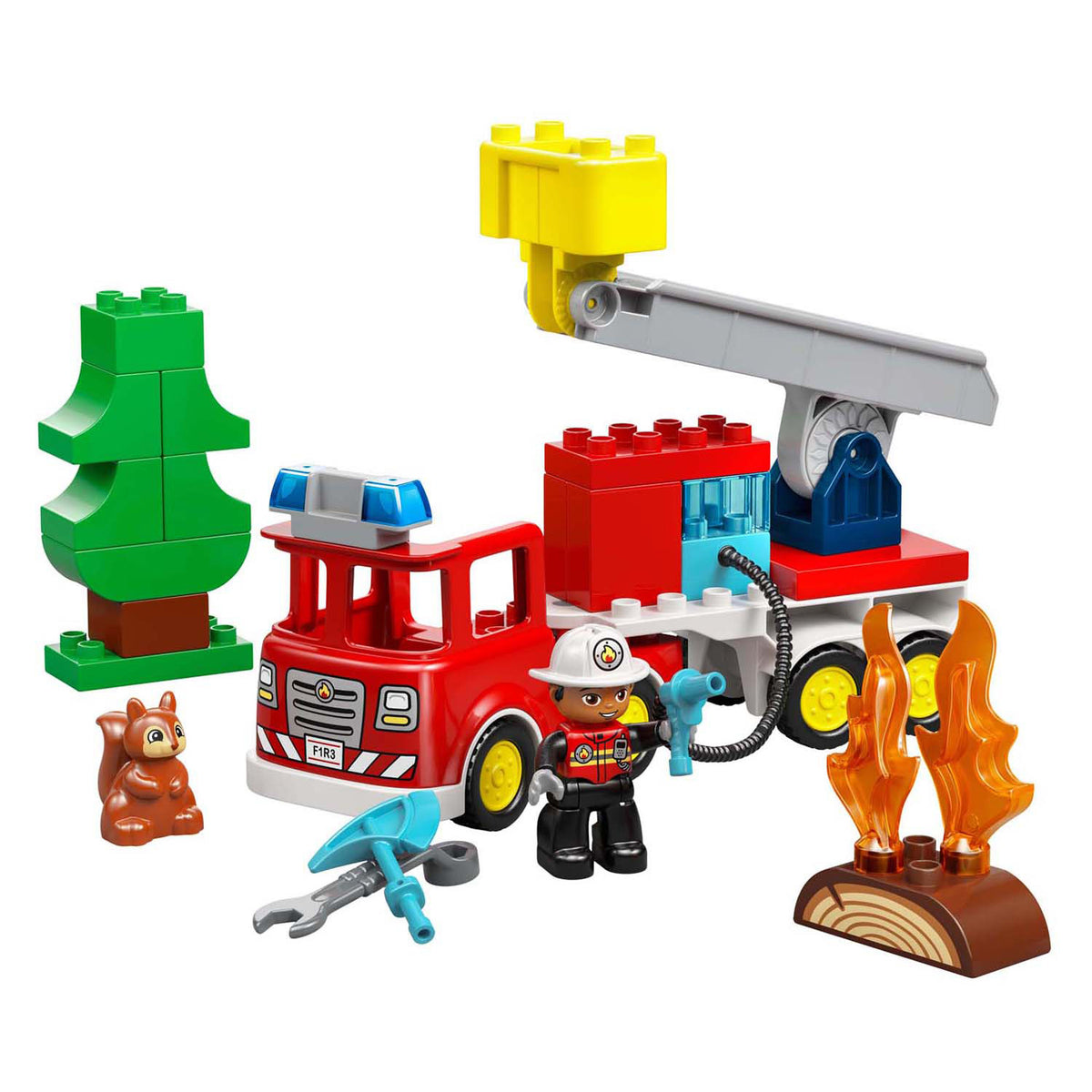 Lego duplo brandweertruck met slang en brandweerman educatief speelgoed voor kinderen 10473