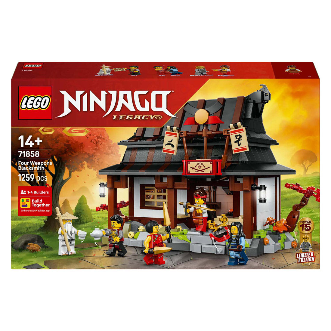 Lego ninjago 71858 15-jarig jubileum: smederij de vier wapens