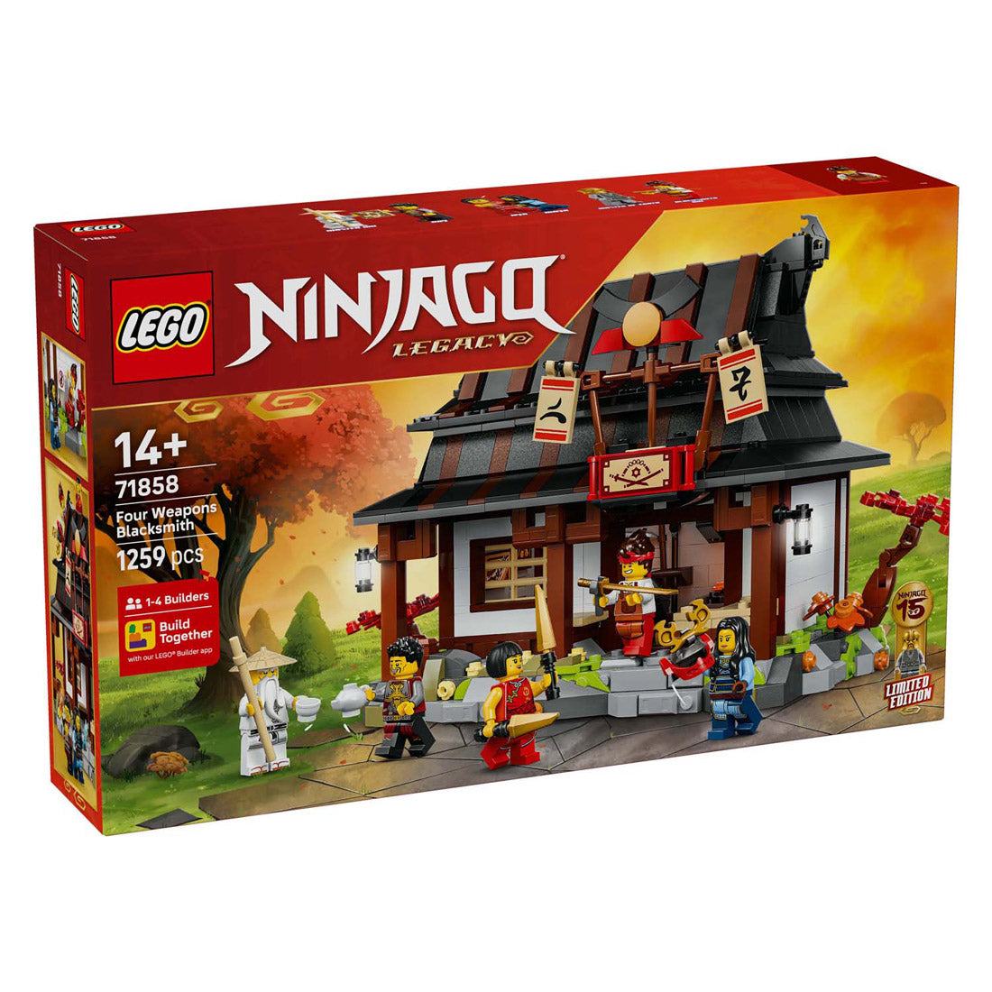 Lego ninjago 71858 15-jarig jubileum: smederij de vier wapens