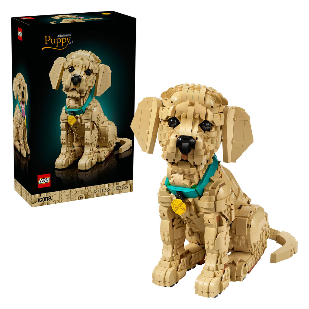 Lego ® icons golden retriever puppy - decoratieve dierenfiguur - bouwset voor volwassenen - 11384