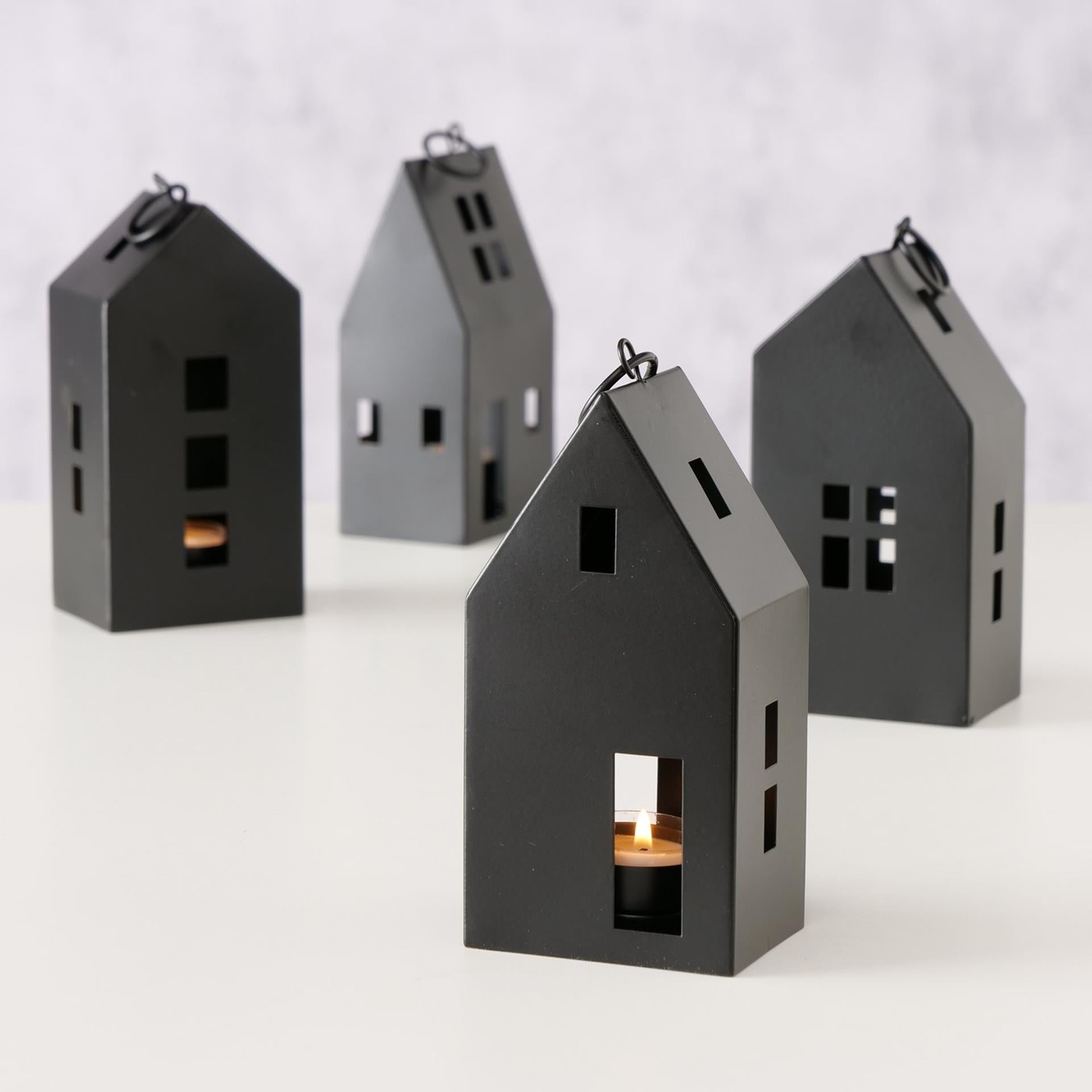 Boltze home lantaarn bryne house 6x8xh17cm metaal zwart