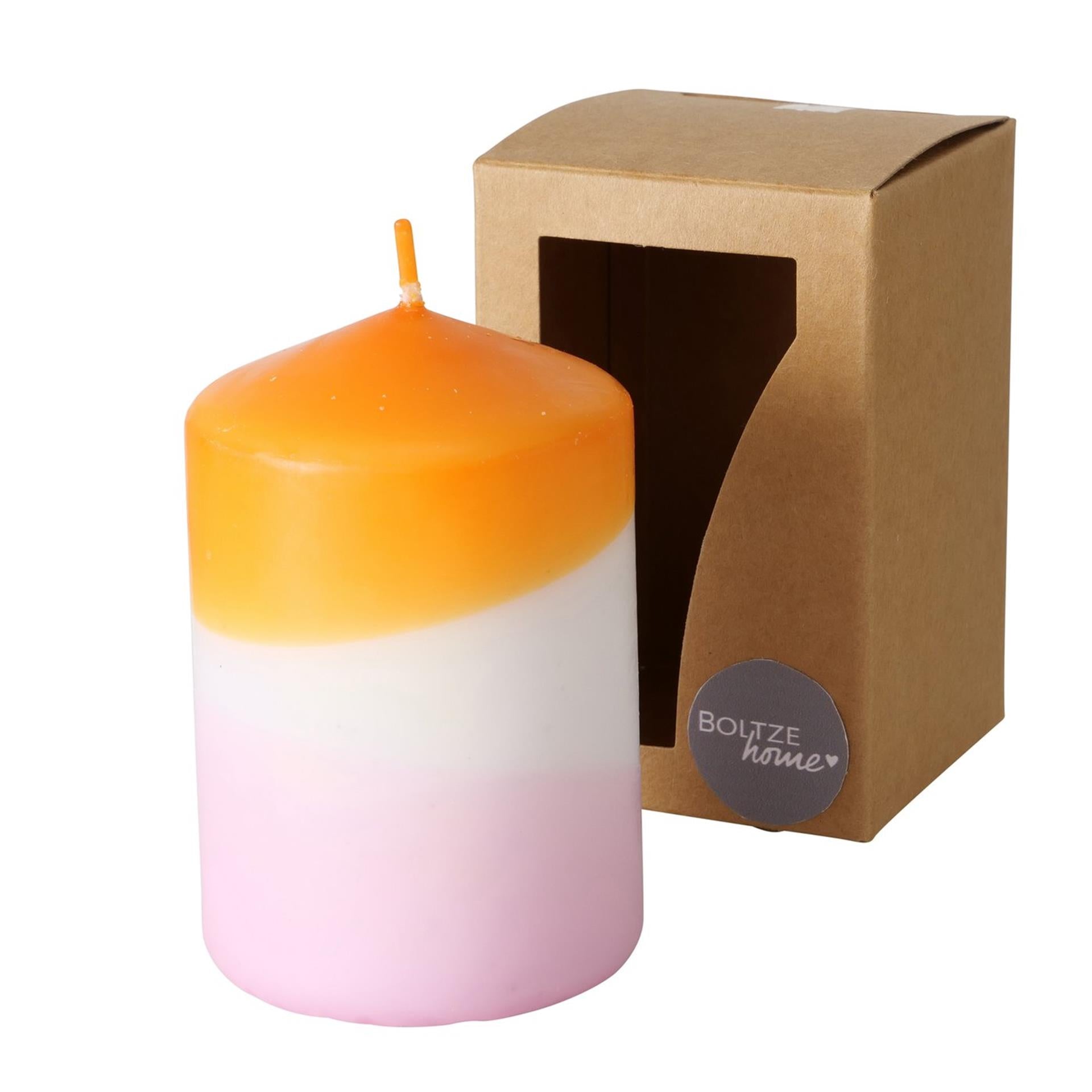 Boltze home kaars splash dip dye h9cm oranje lila