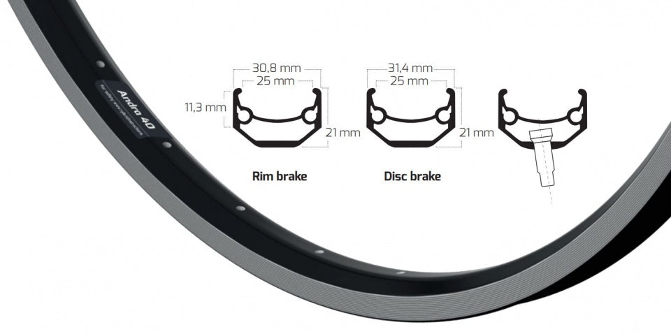 Ryde Felge Andra 40 24 Zoll (507) schwarze Bremsfelge 36 Löcher 14 g