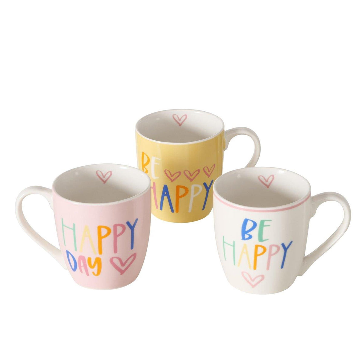 Boltze home jumbo-mok happy 400ml 9,5x13x10cm 3 assorti vaatwasmachinebestendig