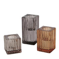 Boltze home kandelaar nira vierkant glas 3-delig set vierkant 4x4x4cm 6cm 8cm