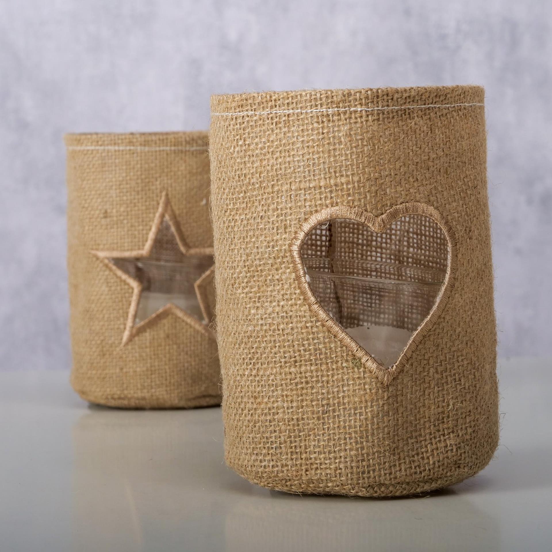 Boltze home windlicht finia helder glas jute øh15cm