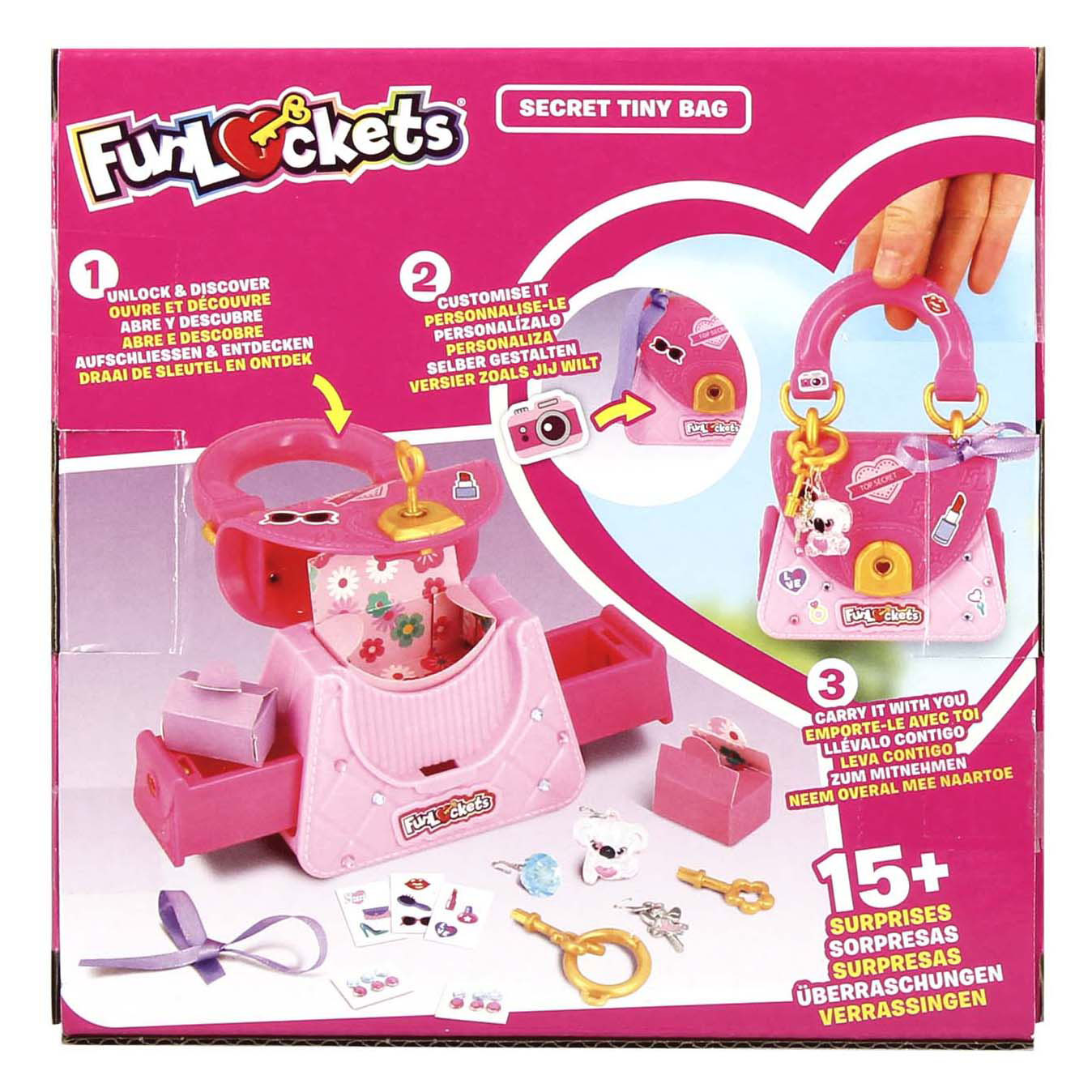 Funlockets jumbo - - mini geheim tasje - tiny bag - tasje met geheimen vakjes - vanaf 5 jaar - met 15+ verrassingen