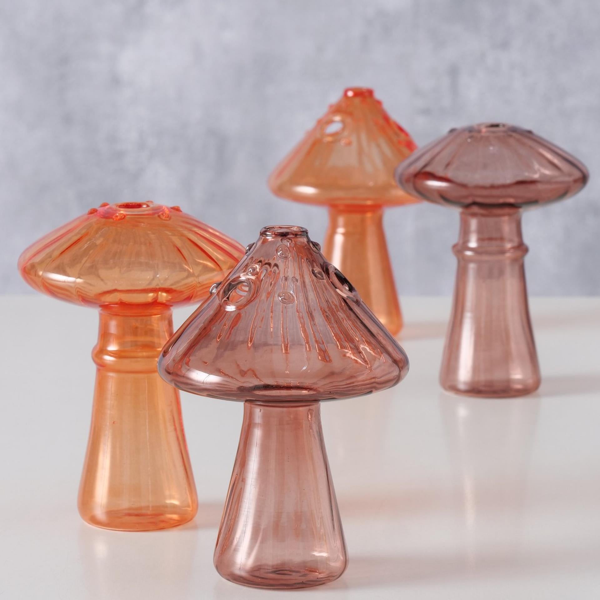 Boltze home vaas paddenstoel vinga glas dia.8x10,5cm bruin oranje