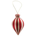 Boltze home kerstbal yorki papier ovaal h12,5xø7,8cm mat rood wit