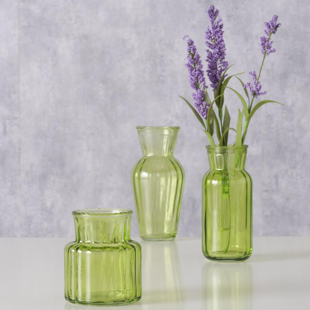 Boltze home vaas tilla, 3-delig h9-15,5cm glas gelakt groen