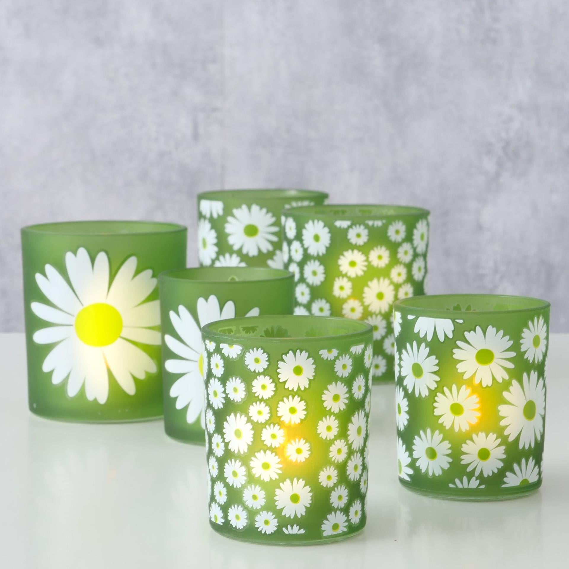 Boltze home windlicht daisie 2-delig dia7x8,5cm 9x10,3cm glas