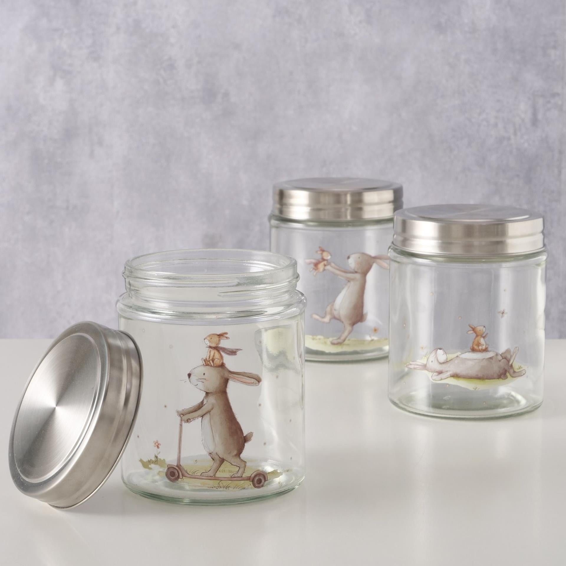 Boltze home voorraadpot bunny 625 ml dia10x12cm glas konijn