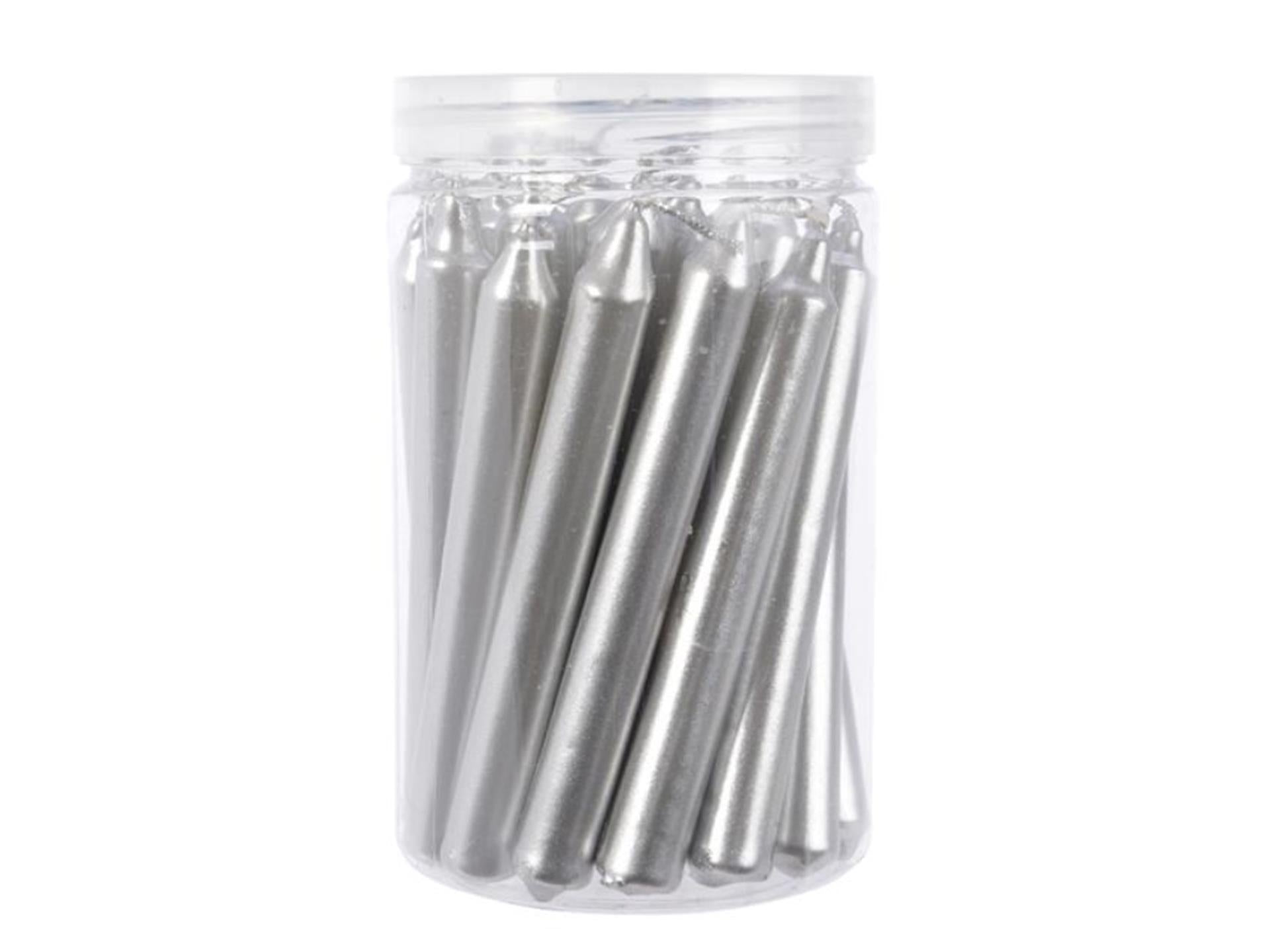 Decoris kerstboomkaarsjes zilver1,3x10.5 cm 22st