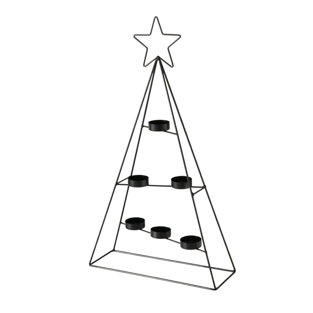 Boltze home theelichthouder kerstboom dabali zwart 29x10x51cm