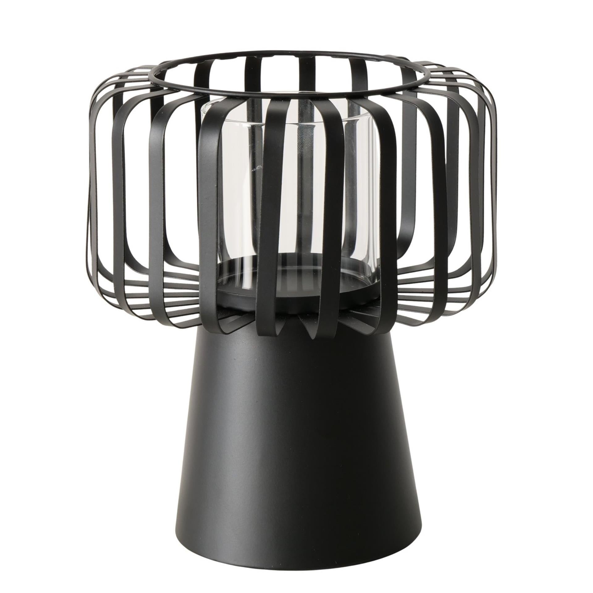 Boltze home windlicht claudio zwart 18x18x21cm