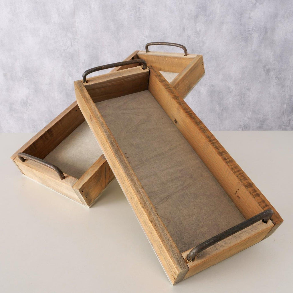 Boltze home dienblad greenbank hout 2-delig l32-38cm b14-18cm h6,5-7cm