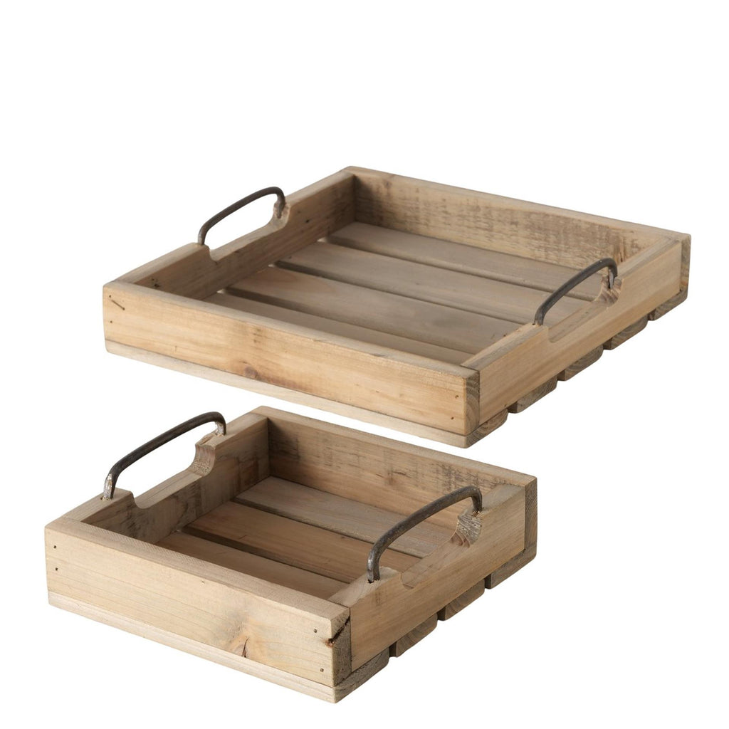 Boltze home dienblad ronja hout 2-delig l20-30cm h5cm