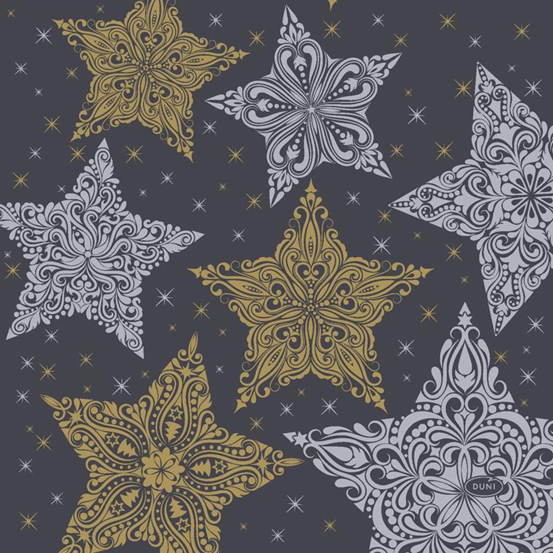 Duni servetten snowstars black 33x33cm