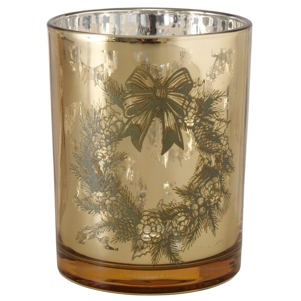 Boltze home windlicht welano h12,5cm glas gelakt goudgroen