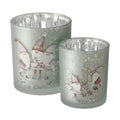Boltze home windlicht willi 2-delig set h8,5-10cm glas gelakt groen
