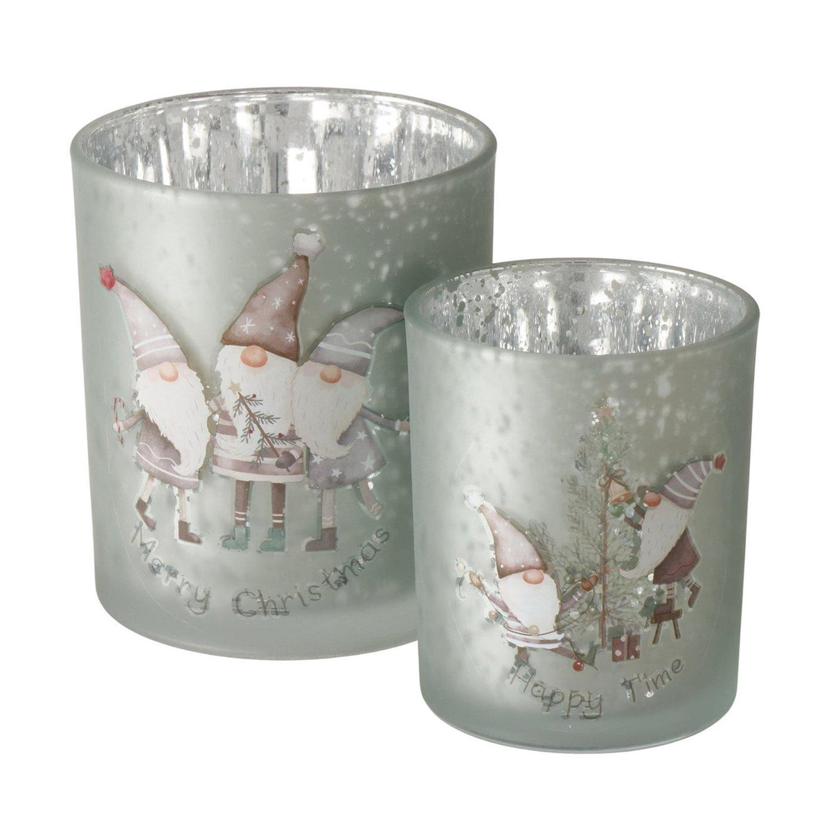 Boltze home windlicht willi 2-delig set h8,5-10cm glas gelakt groen