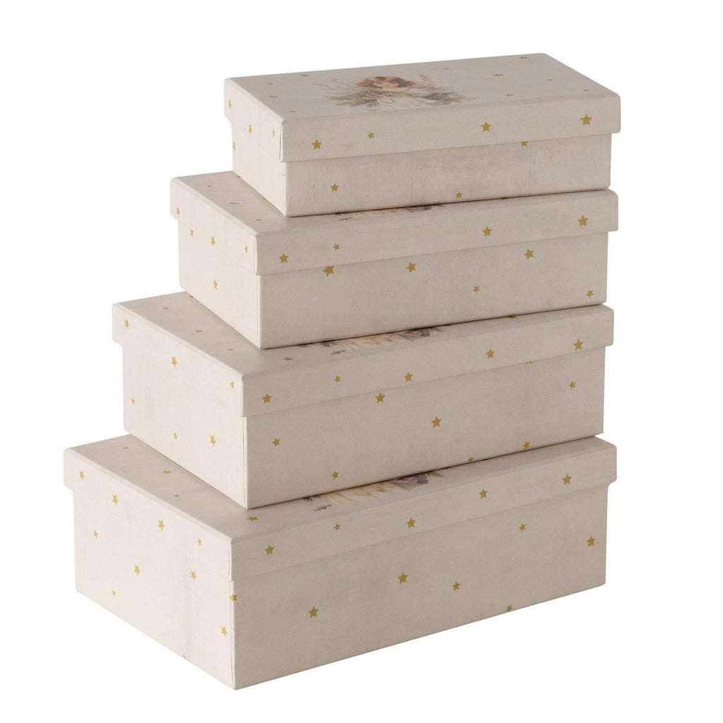 Boltze home geschenkverpakking clara 4-delig h5-8cm gerecycled papier beigecrã¨mewitgoud