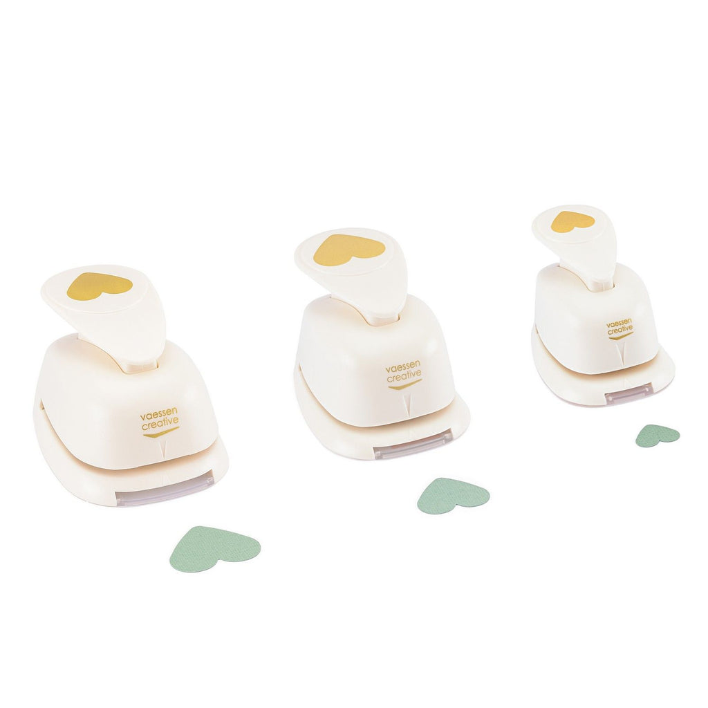 Vaessen creative pons set - figuurpons - harten - 3 st. - 1,3 tot 3,6 cm