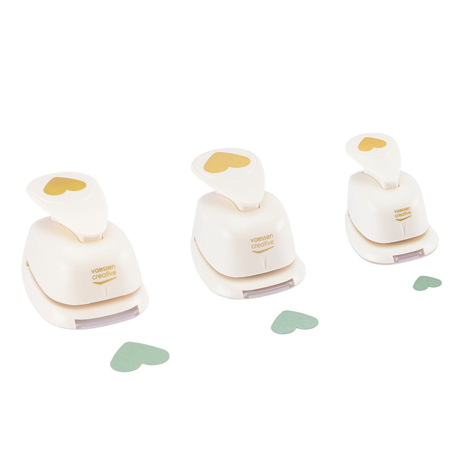 Vaessen creative pons set - figuurpons - harten - 3 st. - 1,3 tot 3,6 cm