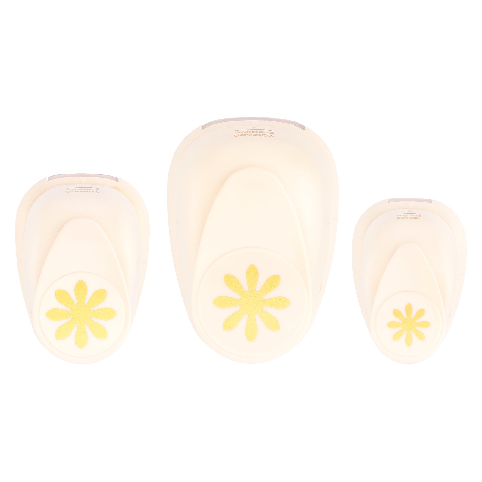 Vaessen creative pons set - figuurpons - bloemen - 3 st. - 1,5 tot 3,8 cm