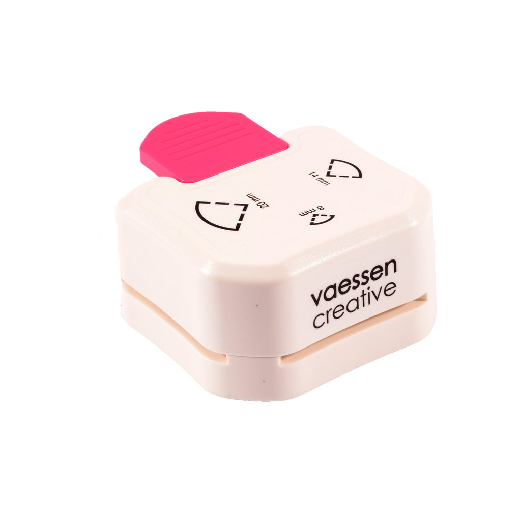 Vaessen creative pons - hoekpons en 3 in 1 label pons 8, 14, 20 mm - ivoor
