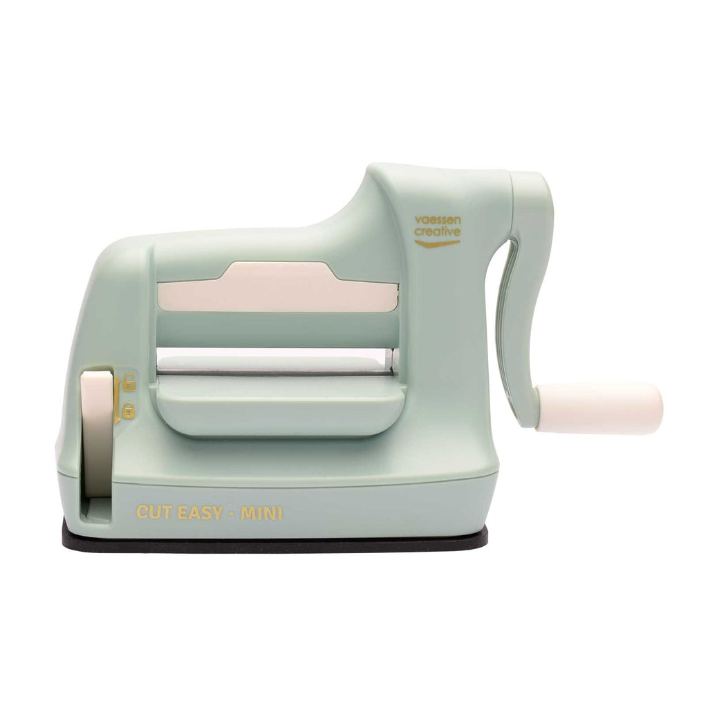 Vaessen creative cut easy mini - stans- en embossingmachine - mint - 7,5 cm – incl. snijmallen en embossing folder