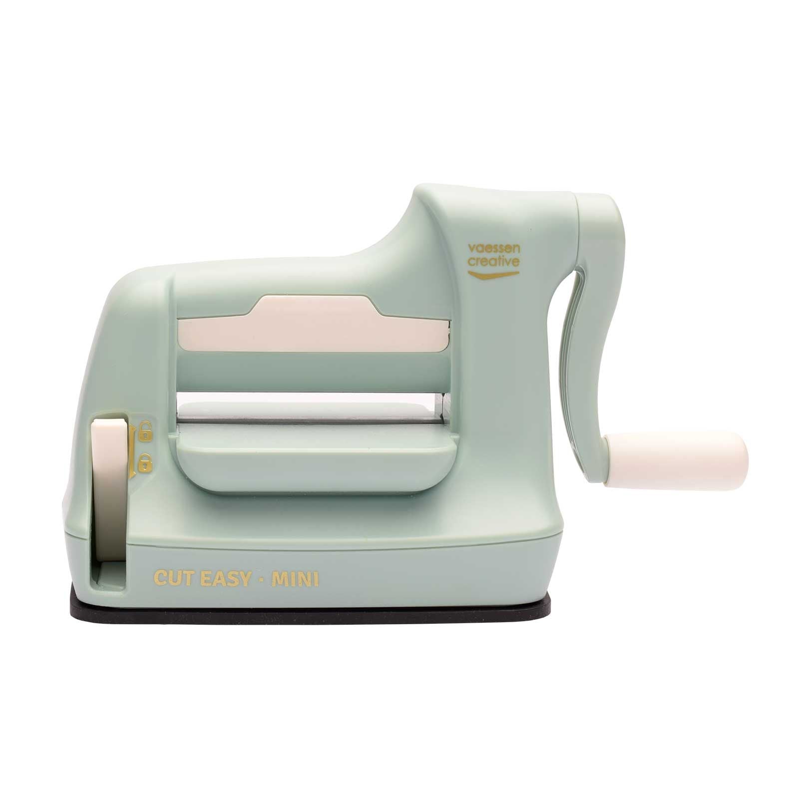 Vaessen creative cut easy mini - stans- en embossingmachine - mint - 7,5 cm – incl. snijmallen en embossing folder
