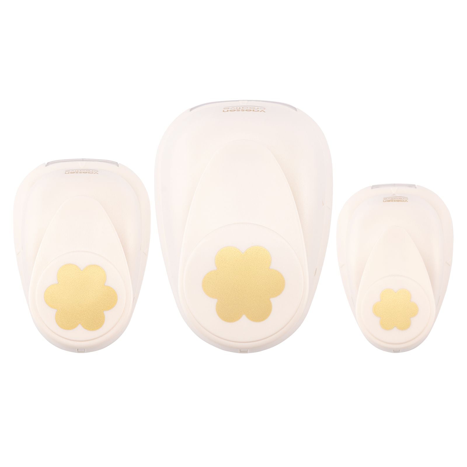 Vaessen creative pons set - figuurpons - bloemen - 3 st. - 1,4 tot 3,7 cm