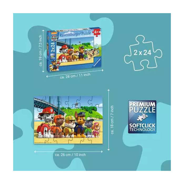 Ravensburger Paw Patrol Puzzle - Mutige Hunde, 2x24 Teile.