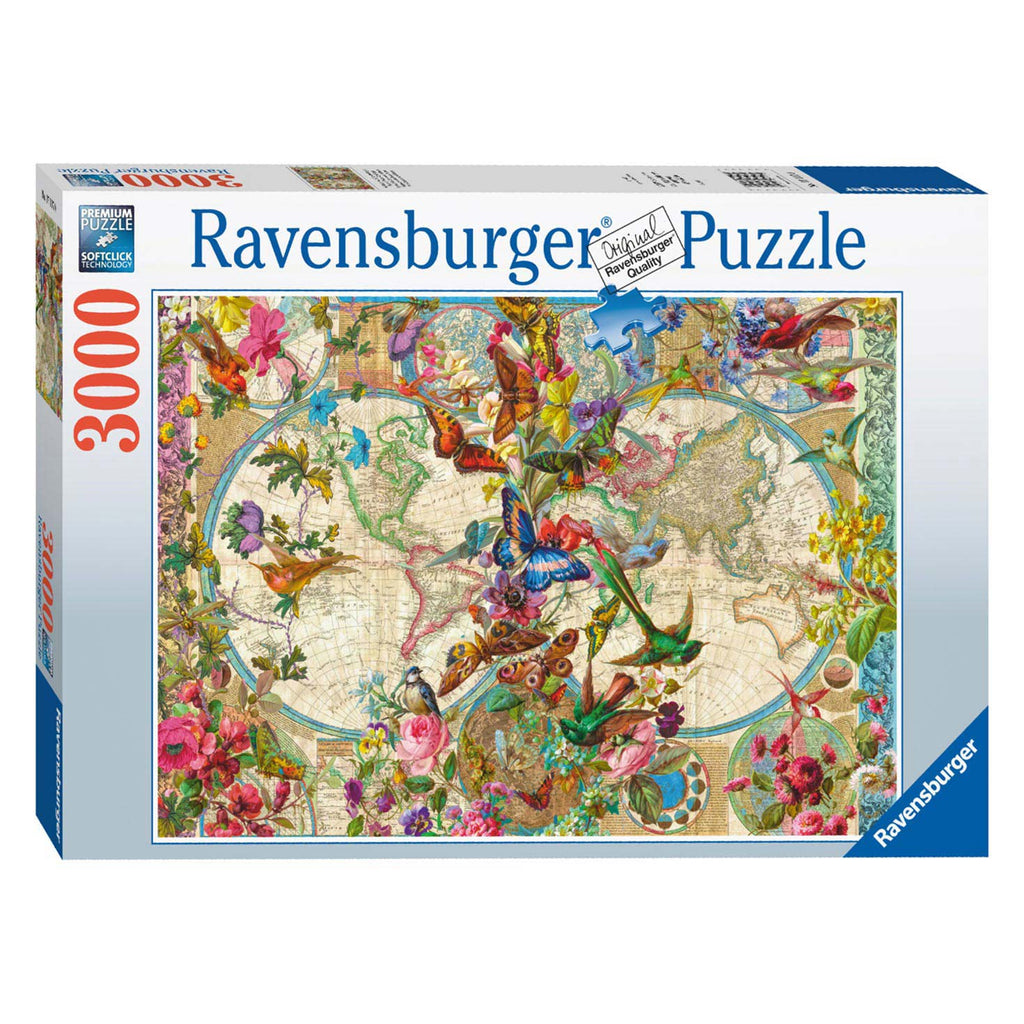 Ravensburger Puzzle Weltkarte Flora und Fauna, 3000 Teile.