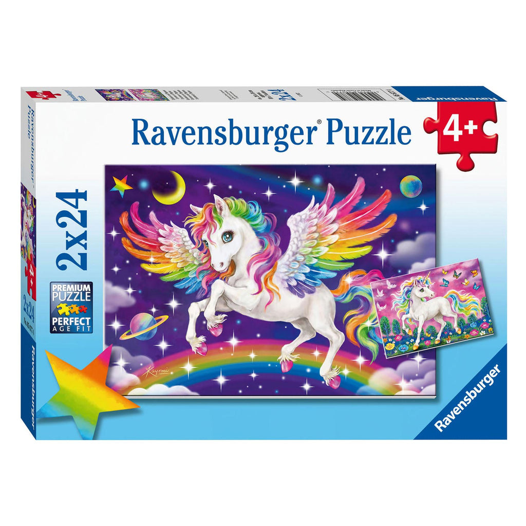 Ravensburger Puzzle Einhorn und Pegasus, 2x24 Teile.